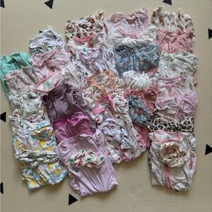 18 PC Bundle of Bamboo Viscose Onesies Footies for Girls 3-9M, on Ⓜ️